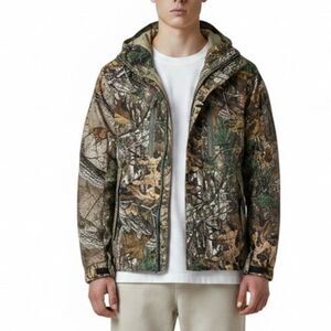 Gamehide Forest Camo Flannel Waterfowl Hunting Jacket Men Medium Hood